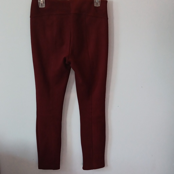Anthropologie Burgundy Faux Suede Skinny Pants - Picture 4 of 6